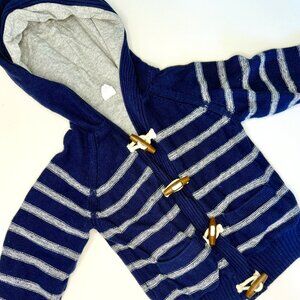 Baby Gap Blue & White Striped Toggle Cardigan Sweater